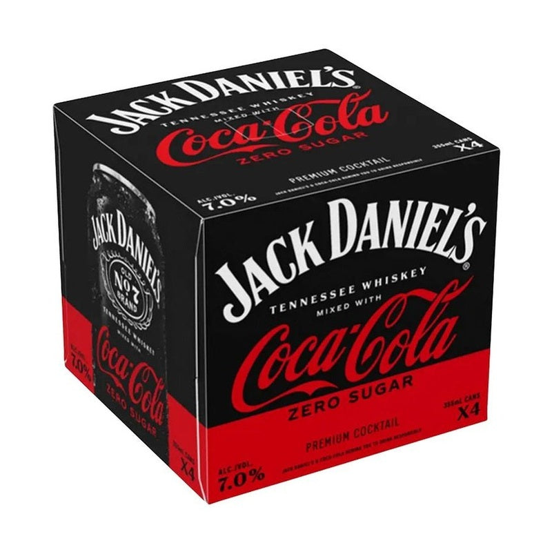 Jack Daniel's Whiskey & Coca-Cola Zero Sugar Canned Cocktail 4-Pack - LoveScotch.com