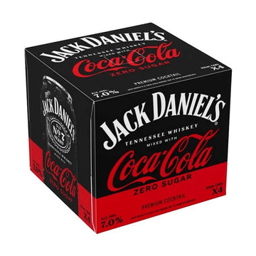 Jack Daniel's Whiskey & Coca-Cola Zero Sugar Canned Cocktail 4-Pack - LoveScotch.com
