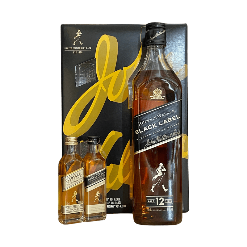 Johnnie Walker Black Label 750ml W/ 2 50ml Gold & Double Black - LoveScotch.com