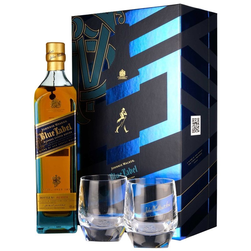 Johnnie Walker Blue Label Blended Scotch Whisky With Glasses Gift Set 