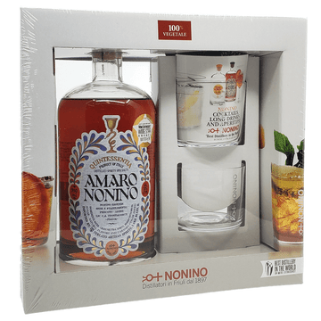 Nonino Quintessentia Amaro Liqueur w/2 Tumblers Gift Box - LoveScotch.com 