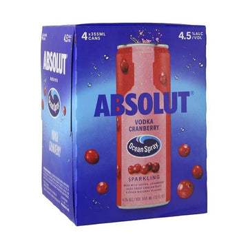 Ocean Spray® Absolut® Vodka Sparkling Cranberry 4-Pack - LoveScotch.com