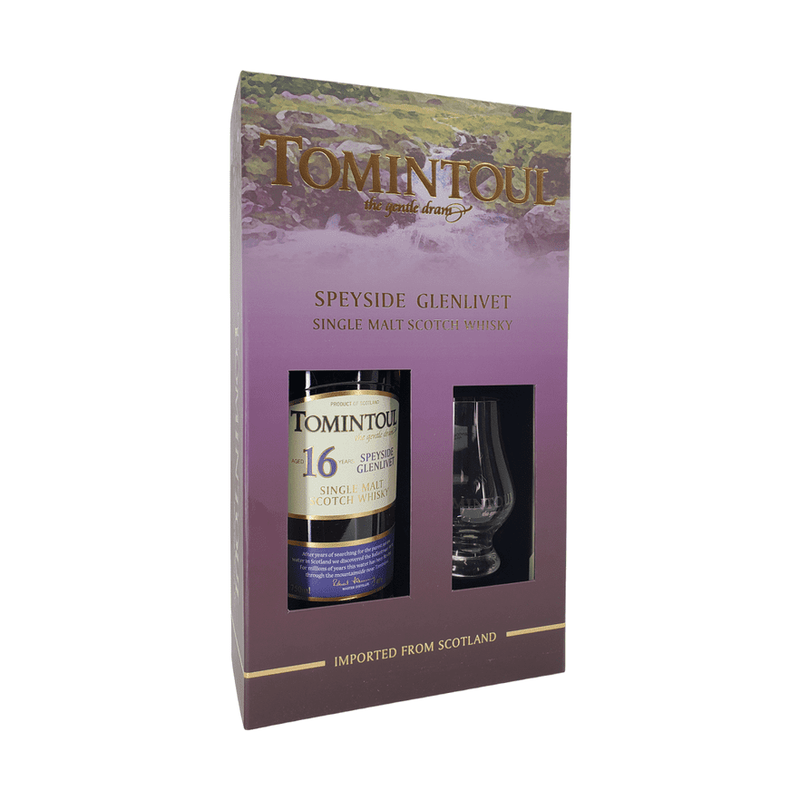 Tomintoul 16 Year Old Speyside Single Malt Scotch Whisky w/Glass Gift Set - LoveScotch.com