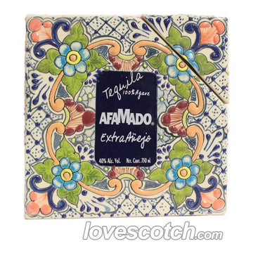 Afamado Extra Anejo Tequila Square Ceramic Bottle, Blue Label - LoveScotch.com