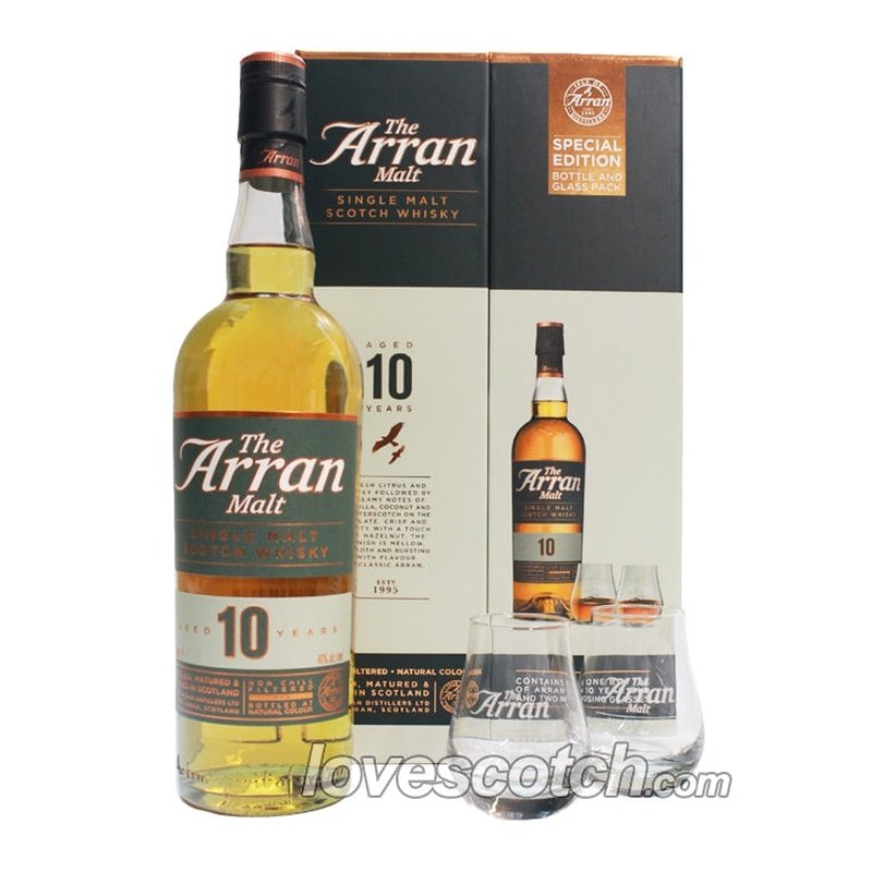 Arran Malt 10 Year Special Edition Bottle and Glasses Pack - LoveScotch.com