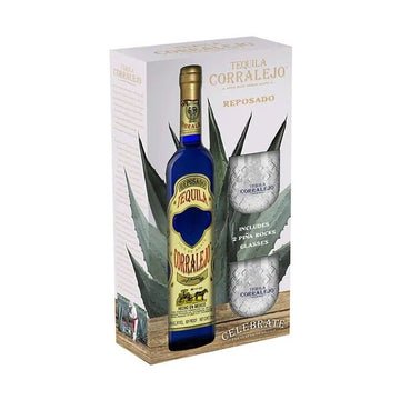 Corralejo Reposado Tequila with 2 Pina Rocks Glasses Gift Set - LoveScotch.com