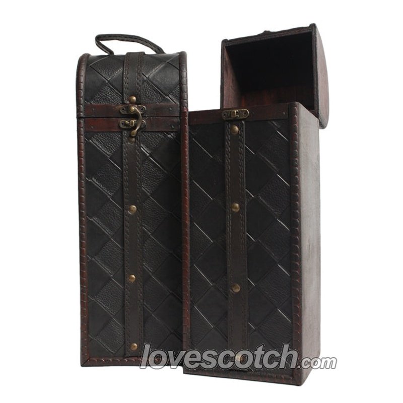 Gift Box - Wooden Black Diamond Leather Belted - LoveScotch.com