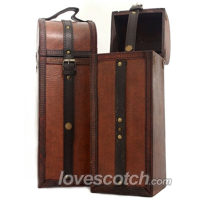 Gift Box - Wooden Brown Leather Belted - LoveScotch.com