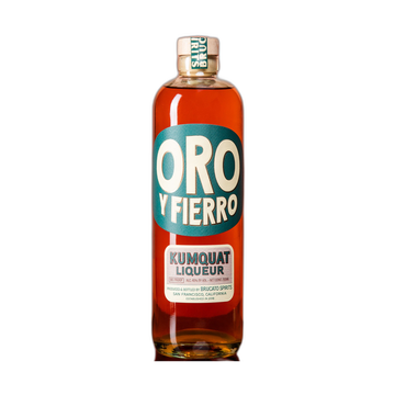 Brucato Oro y Fierro original Kumquat Liqueur 700 mL front bottle on white