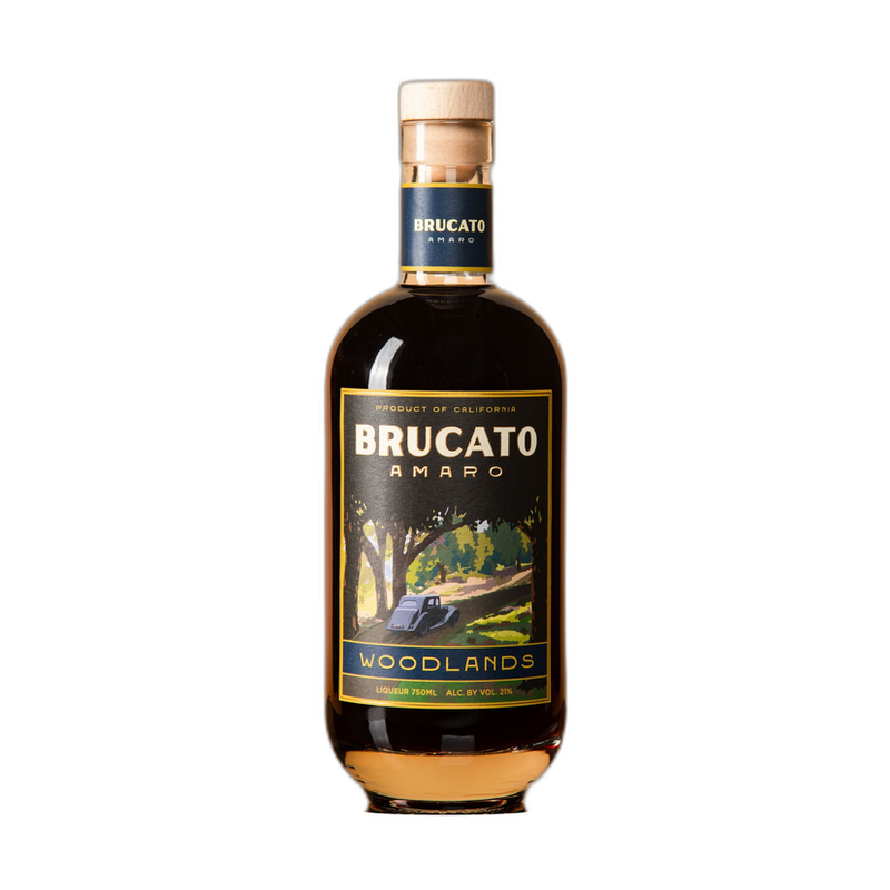 Brucato Woodlands Amaro 750 mL front bottle on white