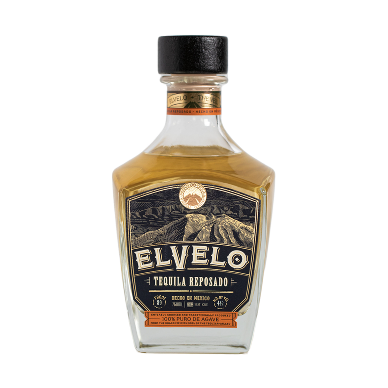ElVelo Reposado Tequila 750 mL bottle, front label, 89 proof