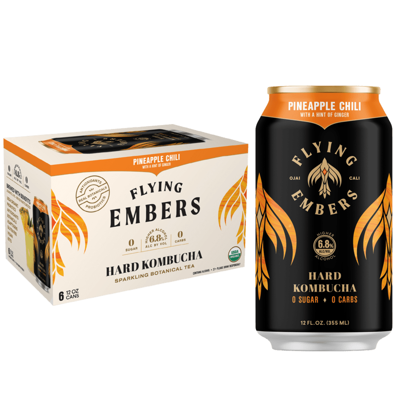 Flying Embers Pineapple Chili Hard Kombucha 6-Pack - LoveScotch.com