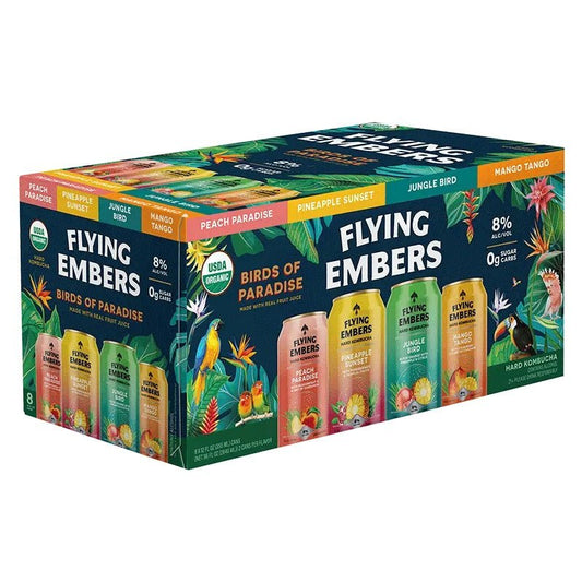 Flying Embers 'Birds of Paradise' Hard Kombucha Variety 8-Pack - LoveScotch.com