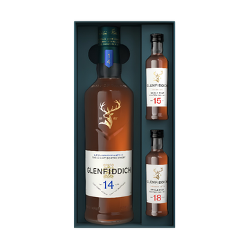 Glenfiddich 14 Year Single Malt Limited Edition Gift Set With 15 & 18 Year 50ml - LoveScotch.com