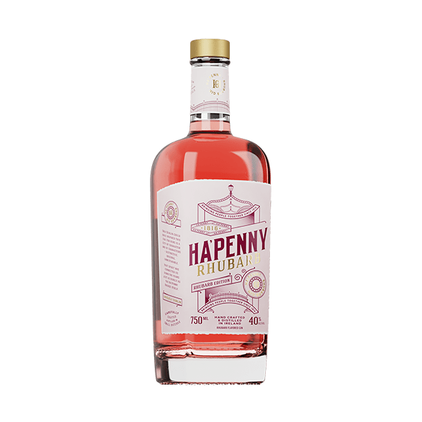 Ha'Penny Rhubarb Gin 750 mL bottle, front label