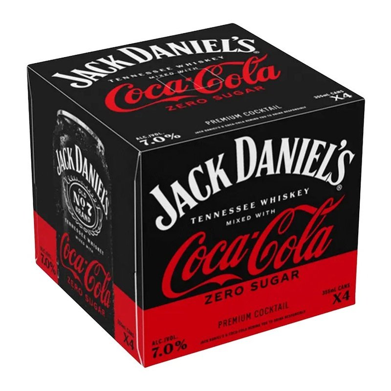 Jack Daniel's Whiskey & Coca-Cola Zero Sugar Canned Cocktail 4-Pack - LoveScotch.com