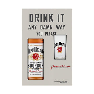 Jim Beam Kentucky Straight Bourbon 1.75L gift set with highball glass
