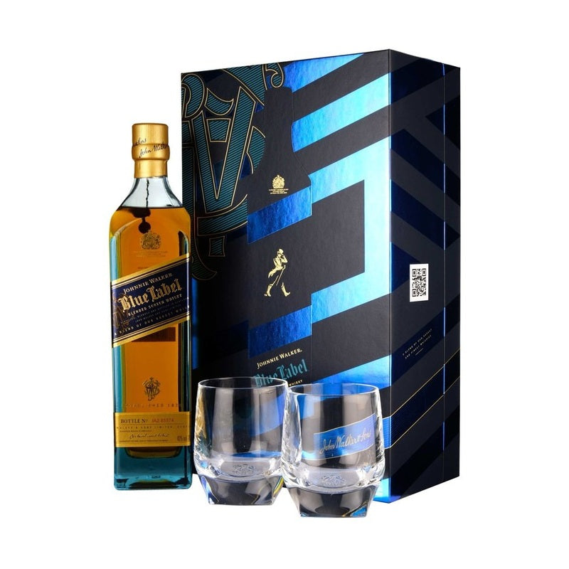 Johnnie Walker Blue Label Blended Scotch Whisky with Glasses Gift Set - LoveScotch.com