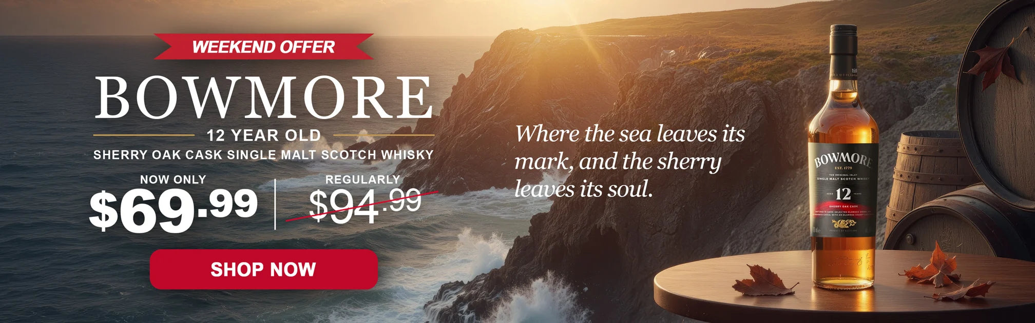 LoveScotch Bowmore 12 Year Old Sherry Oak Cask Single Malt Scotch Whiskyslider_item_DG6CgM
