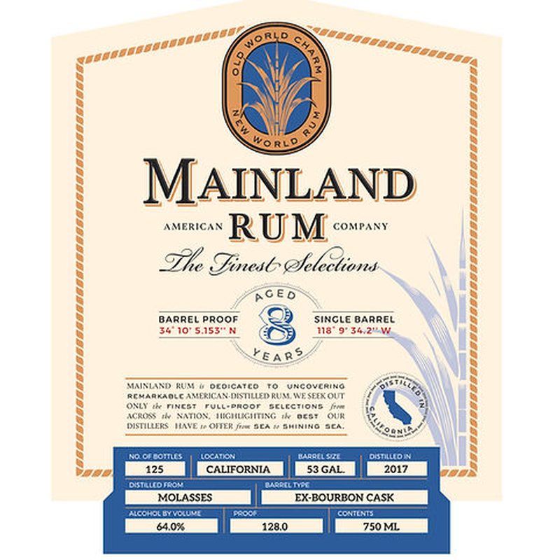 Mainland American Rum Co. California 8 Year Old Rum - LoveScotch.com