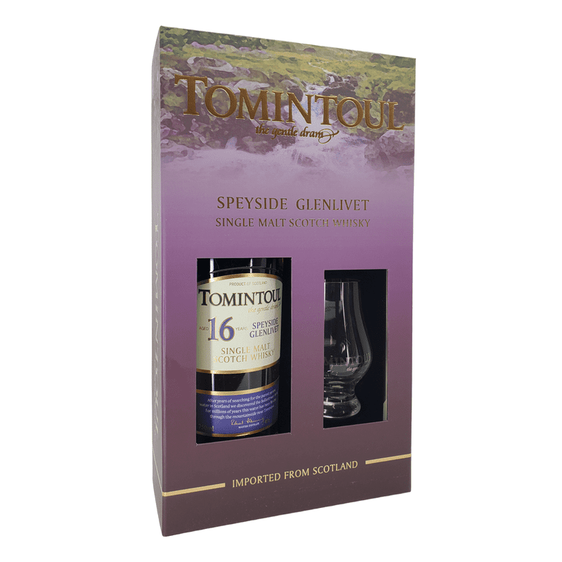 Tomintoul 16 Year Old Speyside Single Malt Scotch Whisky w/Glass Gift Set - LoveScotch.com
