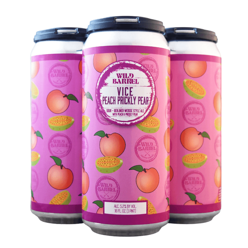 Wild Barrel Brewing 'Vice Peach Prickly Pear' Sour Ale Beer 4-Pack - LoveScotch.com
