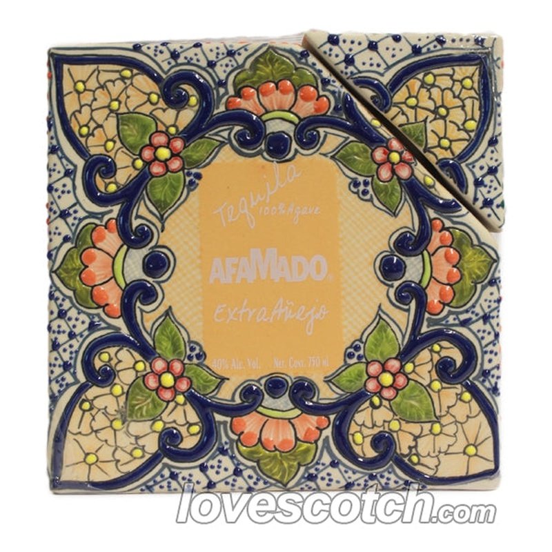 Afamado Extra Anejo Tequila Square Ceramic Bottle, Yellow Label - LoveScotch.com