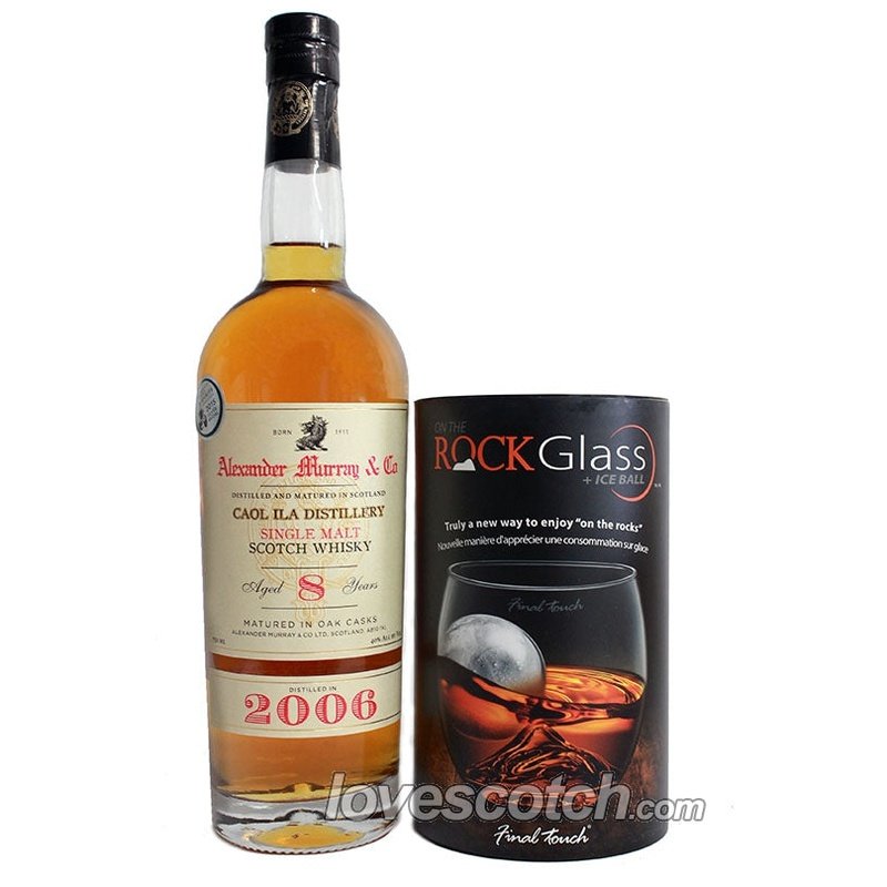 Alexander Murray Caol Ila 8 Year Old & Rocks Glass with Ice Ball - LoveScotch.com