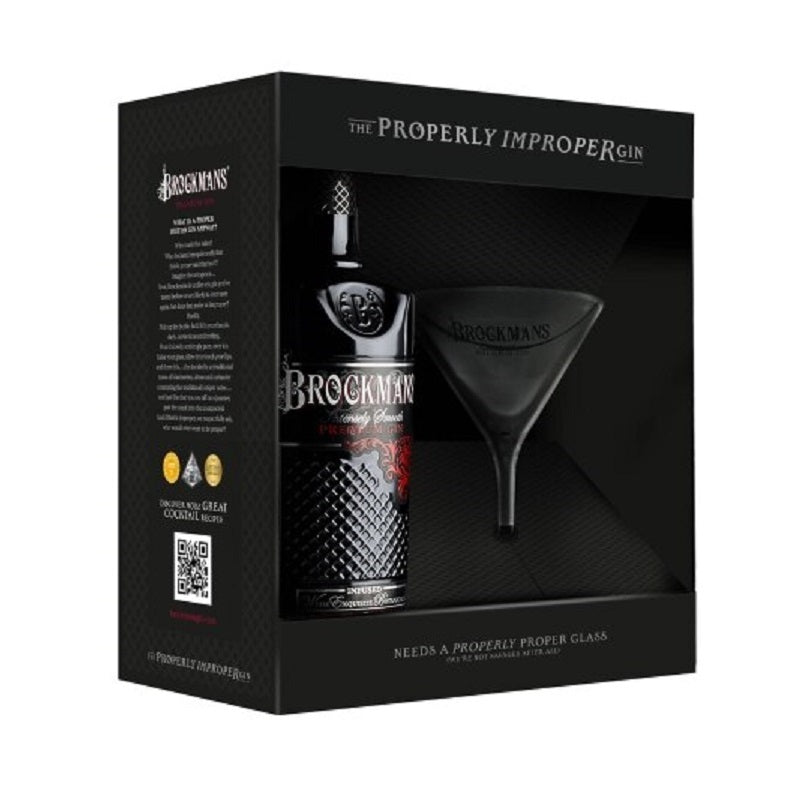 Brockmans Premium Gin with Martini Glass Gift Set - LoveScotch.com