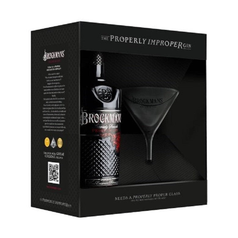 Brockmans Premium Gin with Martini Glass Gift Set - LoveScotch.com