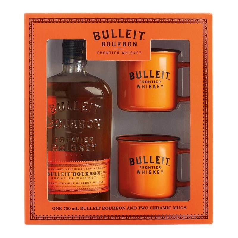 Bulleit Bourbon Whiskey with 2 Branded Ceramic Mugs Gift Set - LoveScotch.com