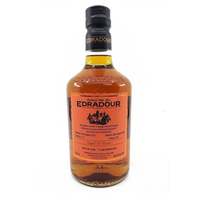 Edradour 10 Year Old Burgundy Cask Matured Single Malt Scotch Whisky - LoveScotch.com