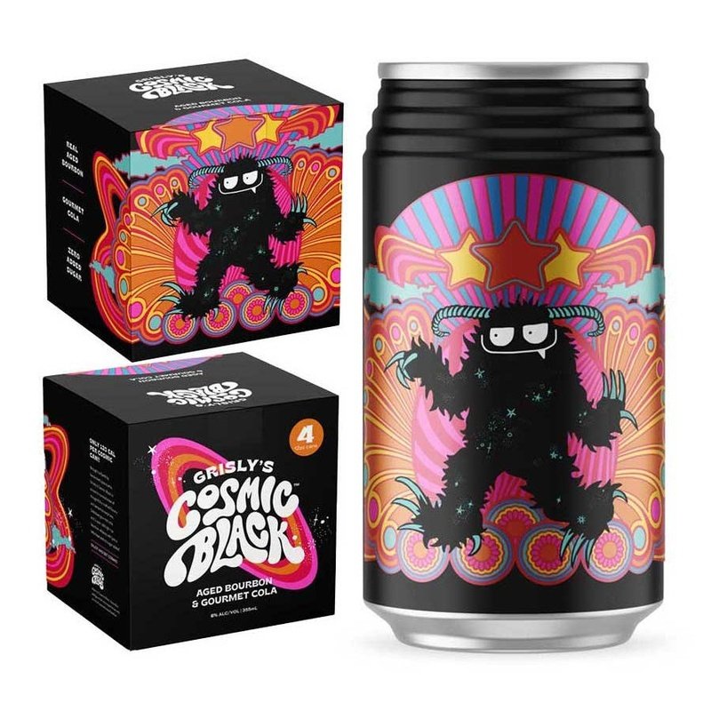Grisly's Cosmic Black Aged Bourbon & Gourmet Cola 4-Pack - LoveScotch.com