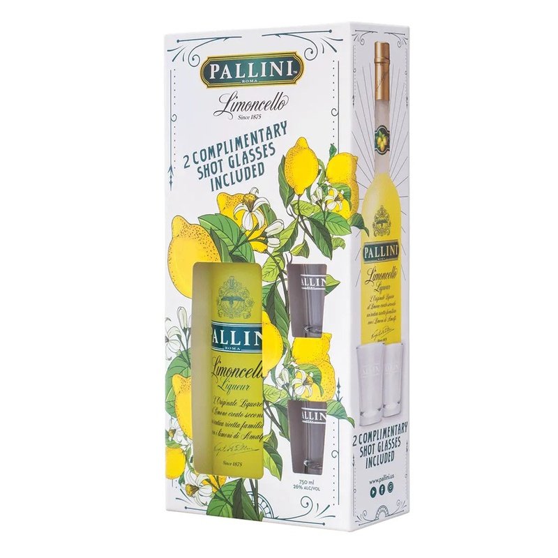 Pallini Limoncello Liqueur with 2 Shot Glasses Gift Pack - LoveScotch.com
