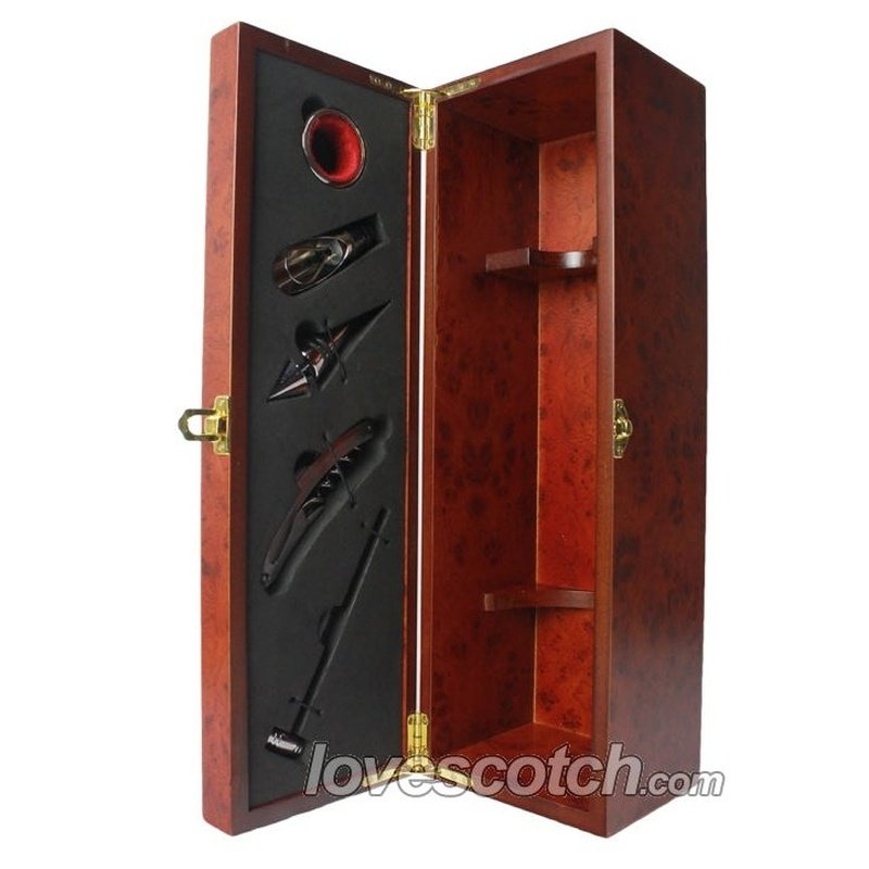 Rosewood Gift Box with 5 Piece Bar Set - LoveScotch.com